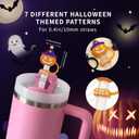 2 x 7PCS Halloween 3D Straw Cover Caps, Straw Toppers for 30&40 Oz Tumbler, Stanley Cup Accessories, Tumbler, Dust-Proof Reusable Straw Tips Lids, 10mm 0.4in - Colored - with Storage Case