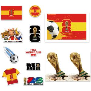 5 x FIFA World Cup 2026 Official Licensed Sticker for Spain, 12Pcs Waterproof Decals for Laptop, Water Bottle, Car, Spain Jersey World Cup 2026