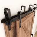 ZEKOO 8FT Double Track Bypass Sliding Barn Door Hardware Kit for 2 Doors, Bypass Barn Door Track Kit, Low Ceiling, Easy Install, J Shape Hanger, Fit 48" Wide Door Panel