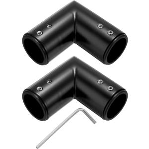 uxcell 2pcs Corner Curtain Rod Connector, 90 Degree Window Curtain Rod Corner with Hex Wrench for 1 Inch OD Bay Window Curtain Rods, Black