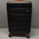 Kono Expandable 20 Inch Large Checked Luggage: ABS+PC Hardside Trolley Travel Case - Hard Shell Suitcase with TSA Lock, Black Brown