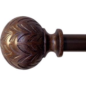 Hermosa 26 in. to 48 in. Adjustable 5/8 in. Single Curtain Rod in Walnut with Finials