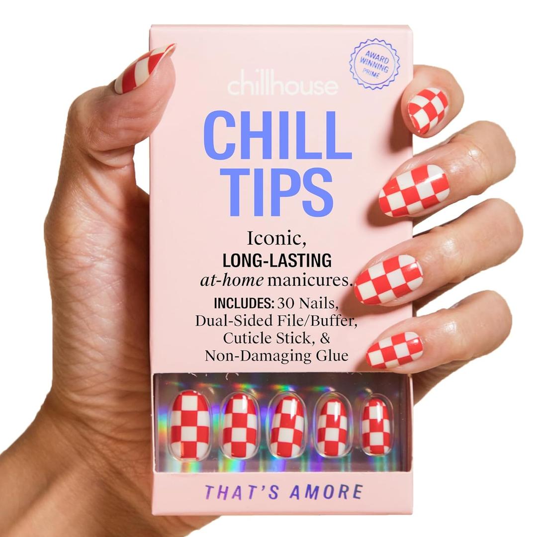 Chillhouse - Chill Tips, Press on Nails Kit - That's Amore (Oval) - 30 Nail Shapes & Sizes - Up to 2 Weeks of Wear - Customizable Fit - Reusable - Latina Founded & Women Owned - Beauty & Self Care