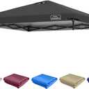 KAMPKEEPER Replacement Top Pop Up Canopy Tent Cover Roof with Air Vent and Adjustable Elastic Strap, Polyester UV Waterproof for Outdoor Garden Patio Sun Shade(Top Only) (Black, 10x10FT)