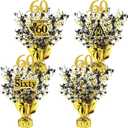 Tatuo 4 Pcs Metallic Foil Spray Centerpiece Happy 30th 40th 50th 60th Years Centerpiece Table Decorations for Black and Gold Birthday Anniversary Wedding Party Table Decor(60th Birthday)