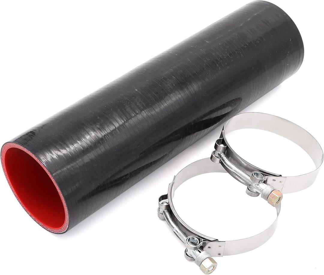 Taukealugs Straight Coupler Silicone Hose 3-Inch ID 12-Length 4-Ply 5MM thickness Air Intake/Turbo/Intercooler Piping Tube with Stainless Steel T-clamps