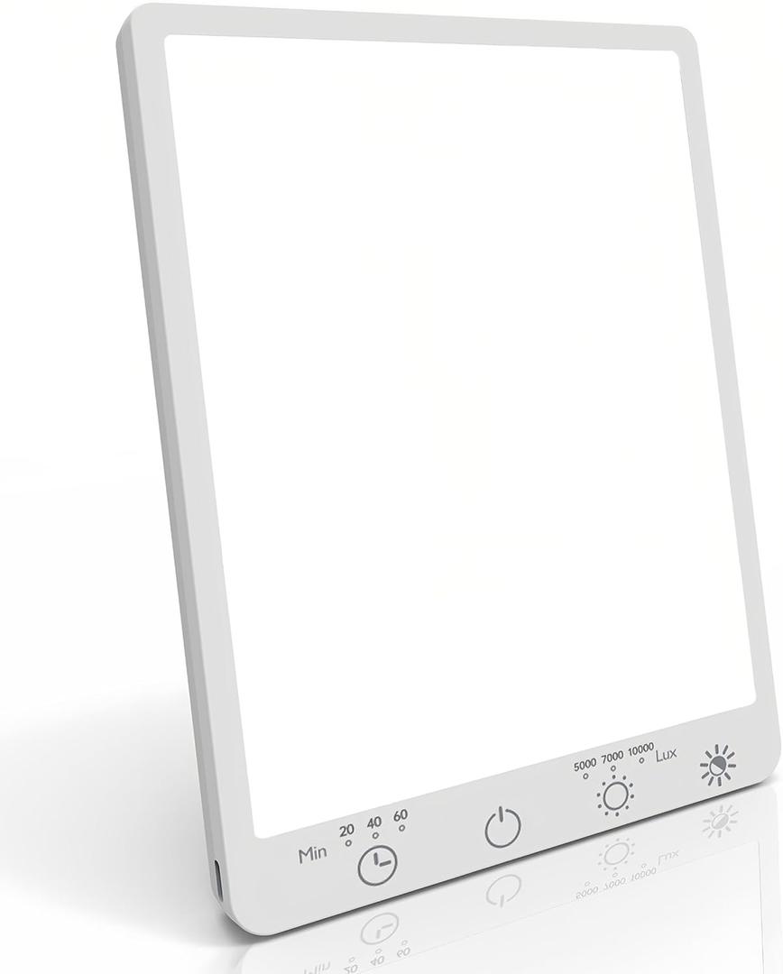 Light Therapy Lamp with 10,000 Lux, UV-Free, LED Bright White Light with 3 Color Temperature, 3 Brightness Levels, 20-60min Timer, Touch Control Happy lamp - Boost Mood, Sleep & Focus