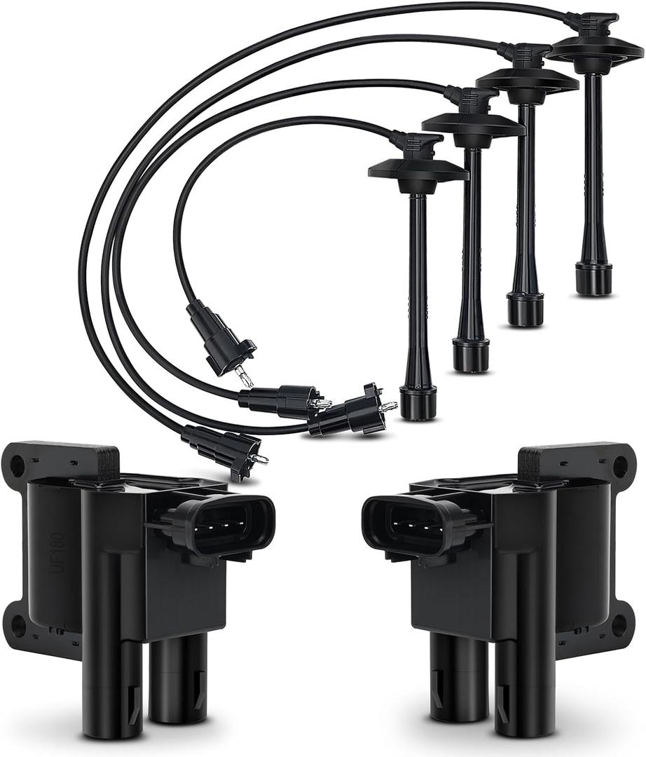 UF180 Ignition Coil & 90919-22386 Spark Plug Wire Set For 1997-2001 Toyota Camry Rav4 Solara L4 Replaces# UF181 5C1298 C1133