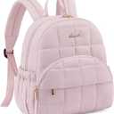 LOVEVOOK Small Backpack Purse for Women, Mini Puffer Backpack with Anti-theft Pocket, Lightweight Quilted Casual Daypack for Daily Work & Travel (Large, Pink)