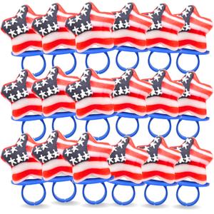 Red, White and Blue Candy, American Flag Star Suckers, 4th of July Treats, Individually Wrapped Lollipops (Ring), Best By: 07/03/2026