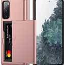 Nvollnoe for Samsung S20 FE Case with Card Holder Dual Layer Heavy Duty Protective for Galaxy S20 FE Case Hidden Card Slot Slim Wallet Cover for Samsung S20 FE 5G 6.5''(Rose Gold)