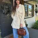luvamia Trench Coat Women Mid Length Classic Double Breasted Lapel Business Casual Fall Jacket Coats Outerwear with Belt