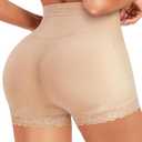 AOSBOEI Women Butt Lifter Panties Padded Shapewear Hip Enhancer Pads Shorts Seamless Underwear Tummy Control Boyshorts (Small, Beige)