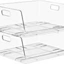 Sorbus Stackable Storage Bins Open Front - Clear Storage Bins - Pantry Bins for Storage and Organization - Acrylic Stackable Bins for Kitchen - Clear Pantry Organizer Bins (Large 2 Pack)