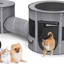 Portable Cat Playpen with Tunnel, 3 in 1 Foldable Puppy Play Pen, Waterproof Bottom, Enclosed 2-Room Separable Pet Tent for Indoor/Outdoor, Multi-Purpose Enclosure Crate Cage for Kitten Dog Rabbit