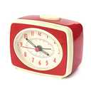 Kikkerland Small Retro Classic Vintage Style Ticking Quartz Movement Analog Alarm Clock, Glow in The Dark Hands, for Bedroom, Office, Home Decor, Battery Operated, in Red