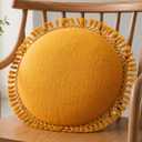 Indigo Ink Round Yellow Decorative Throw Pillow with Tassels - 20" x 20" | Cotton Throw Cushion for Couch, Chair, Bed | Cute Home Decor | Soft Plush Filling | Tufted Medallion Collection