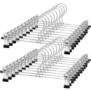 NORTHERN BROTHERS Pants Hangers with Clips, 20 Pack Skirt Hangers for Pant Shorts Jeans Trousers Metal Clips Hanger Heavy Duty Adjustable for Men Women Kids Clothes