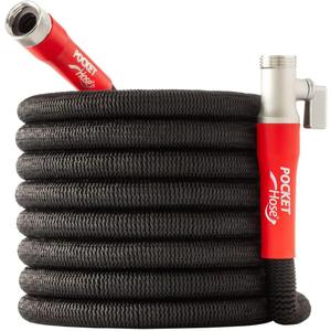 Pocket Hose Silver Bullet 2.0 Expandable Garden Hose 75-FT with Turbo Shot Nozzle, AS-SEEN-ON-TV, Lead-Free, Solid Aluminum Connectors, Easy On/Off Valve, Kink-Free, Leak-Proof