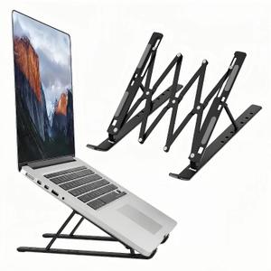 Laptop Stand for Desk, Adjustable 7-Level Aluminum Riser, Ergonomic Notebook Holder, Portable Foldable Laptop Stands Travel for 10-17 Laptops, MacBook, Notebook (Black)