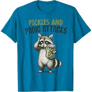 Pickles And Panic Attacks Funny Raccoon T-Shirt XL