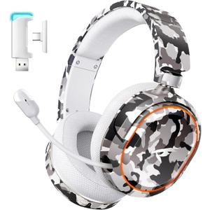 Wireless Gaming Headset, 7.1 Surround Sound, 2.4GHz USB Gaming Headphones with Bluetooth 5.4, 100H Battery, ENC Noise Canceling Mic, RGB Light, Wireless Headset for PC PS5 PS4 Mac Switch (Camo)