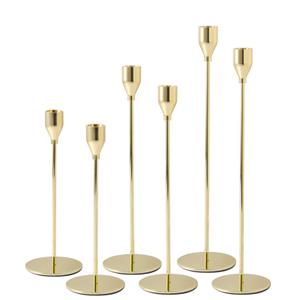 6PCS Tall Candle Candlestick Holder, Taper Pillar Candle Sticks Stand Holders for Table Centerpiece, Metal Tall Taper Candelabra Stands Elegant Decor Set Wedding Festival Decor(Color:Gold)
