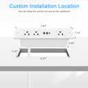 Recessed Power Strip, Furniture Plug in 3 Outlets & Fast Charging 20W PD USB-C Port & 18W/3A QC3.0 USB-A Ports Drawer Outlet with 10 FT Flat Extension Cord, White Desk Grommet Outlet for Table Top