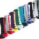 OLCHEE Boys Sock Basketball Soccer Hiking Ski Athletic Outdoor Sports Thick Calf High Crew Sock 8 Pack B, Size M