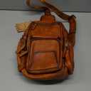 IVTG Genuine Leather Sling Bag Crossbody Casual Hiking Daypack Vintage Handmade Chest Bag Shoulder Backpack Motorcycle Pack (Brown)