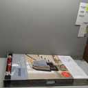 2 Pcs Restaurant Serving Trays PP Plastic Non Slip Rubber Lined Large Oval Tray for Kitchen Dining Room Cafeterias Fast Food Service (25 x 20 Inch,Black)