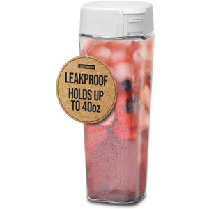 Lustroware QuickFlip Slim Airtight Pitcher - 1.2L (40oz), Heat Resistant, BPA-Free SAN Plastic, Easy Pour, Space-Saving, Made in Japan - White