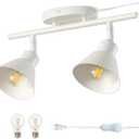 2 Light Plug in Track Lighting Kit,Modern Plug in Ceiling Light Fixture,14.7ft Cord,Timer & Dimming Switch,2 Way Ceiling Spot Lighting,Flexibly Rotatable Light Head (White)