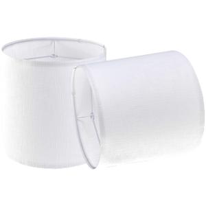 Set of 2 White Tall Linen Drum Lamp Shades Modern Lamp Shade 10" Top x 10" Bottom x 10" High (Spider) Medium Lampshade for Table & Beside Lamp  Lampshades Replacement By GO&SO