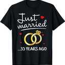 Just Married 35 Years Ago Funny Couple 35th Anniversary T-Shirt XL