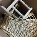 Large Wicker Flower Girl Basket with Handle Vintage Wicker Baby Carriage for Baby Shower Decorative Woven Rattan Stroller Shaped Flower Basket for Wedding Floral Arrangement