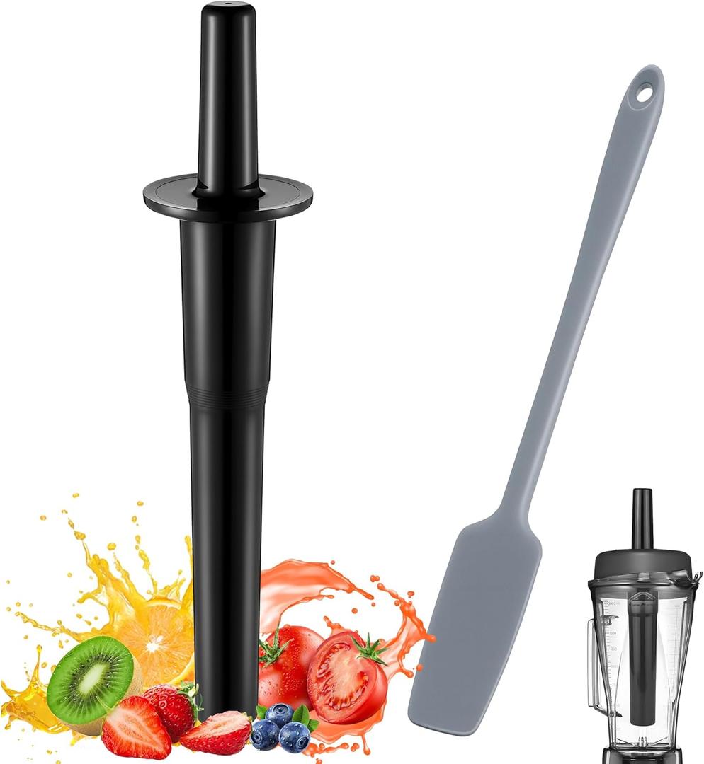 Replacement Blender Tamper Tool Compatible with Vitamix Classic Standard 64oz Containers, Durable Plunger Tamper & Silicone Blender Spatula with Ergonomic Design