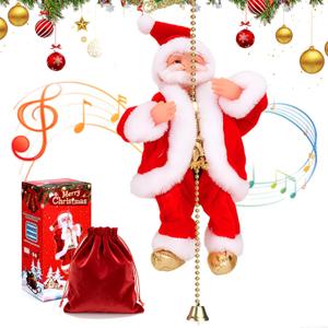 2025 Upgraded Santa Claus Musical Climbing Rope Decoration Climbs Up and Down, Animated 3AA Battery Electric Santa Claus on Rope, Musical Climbing Santa Christmas Tree Ornament Pecfect for Decor