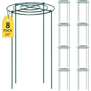 SYITCUN 8pack Peony Cages and Supports, 24 Four Legs Peony Cage, Heavy-Duty Peonies Support Cages, Peony Ring for Roses, Hydrangeas, Sage, Peonies, Cucumbers, Tomato (12" x 24")