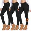 MOREFEEL 3 Pack Thermal Fleece Lined Leggings Women,High Waisted Tummy Control Warm Winter Yoga Workout Thick Pants (Large-X-Large, Black/Black/Black)