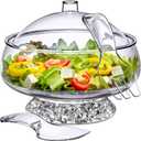 Amazing Abby - Ice Bed - Acrylic 5-Quart Salad Bowl with Built-in Ice Base and Lid, Plastic Clear Serving Bowl with Integrated Servers, Keeping Salad Cold and Fresh for Party, Picnic, Outdoor Dining