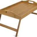 Trenda Breakfast-Trays, Bamboo Bed Table with Foldable Legs, Snack Desk for Sofa, Eating,Working