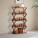 Jessie Bamboo Shoe Rack,Free Standing Shoe Rack for Closet,Portable Folding Shoe Storage Rack, Space Saving,Shoe Shelf for Bedroom Entryway Hallway Closet Living Room (Brown-5 Tier), One Size
