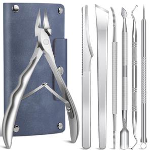 7-Piece Ingrown Toenail Treatment Set, Professional Stainless Steel Ingrown Toenail Removal Kit, Toenail Clippers for Thick Toenails, Pedicure Tools for Feet, Nail Clippers for Thick and Ingrown Nails