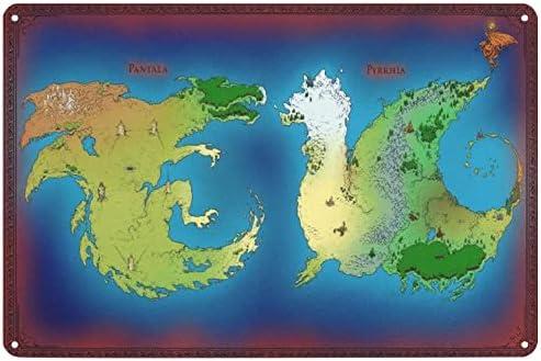 ALEXXO Wings of Fire Map Metal Tin Sign Dragon Poster Wall Art Plaque Decor for Home Living Room Bar Pub Cafe Club Man Cave 8x12 Inch, Set of 2
