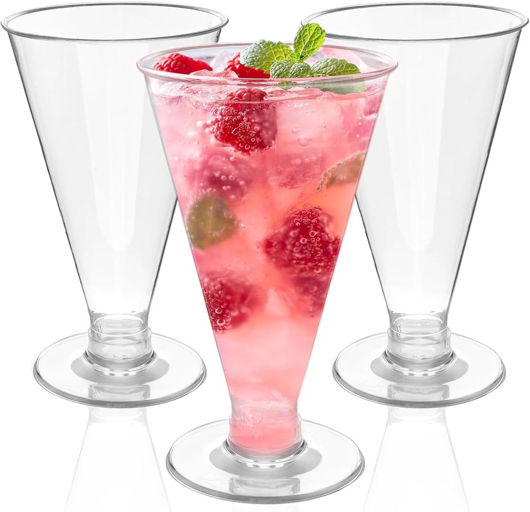 Zezzxu 40 PCS Plastic Martini Glasses Disposable Cocktail Glasses, 6 oz Tall Mini Dessert Cups Perfect for Party Serving Wedding Birthday and All Events