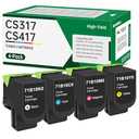 RumbaRex CS317 CS417 CS517 Toner Cartridges 4-Color Replacement for Lexmark 71B0010 71B10K0 71B10C0 71B10M0 71B10Y0 Toner Cartridge for CS317dn CX317dn CS417dn CX417de CS517de CX517de Printer Ink