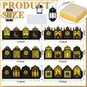 Retisee 24 Pcs Ramadan Eid DIY Lantern Craft Kit, Paper Lanterns with 1000 Gold Yellow Tissue Paper & Double-Sided Tape, Islamic Moon Star Motif Decor for Home Table Mosque Party Art Project