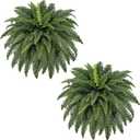 FOREST PRINCE 42" Artificial Boston Fern Large Bush Plants, 2 Bundles of Fake Ferns with 65 Fronds for Outdoors Home Decor