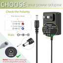 15V 1A DC Power Supply Adapter Charger Cable Compatible with Litter Robot 3,Litter Robot Power Supply, Self-Cleaning Cat Litter Boxes and More -6.6FT(Converter DC 5.5mm x 2.1mm/5.5mm x 2.5mm Plug)